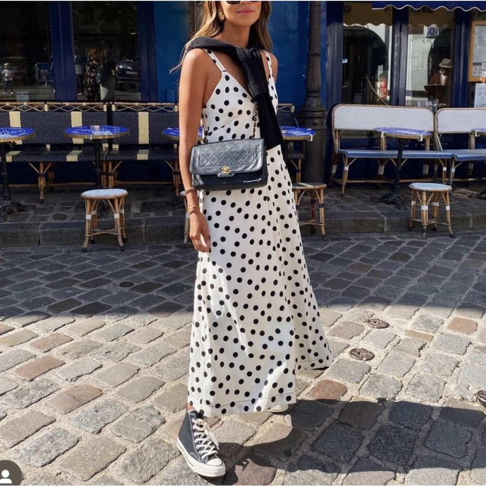 NWT ZARA MAXI POLKA DOTS DRESS